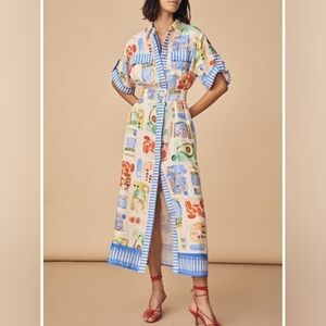 HUNTER BELL Charlotte Citrus Grove Colorful Patterned Maxi Dress Size Xs